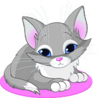 坐着可爱的灰色小猫的插图