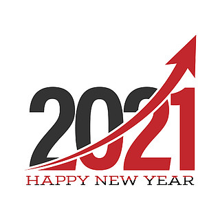 程式化的数字 2021 除以箭头表示新年和圣诞问候平面样式