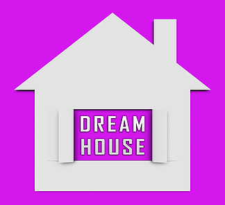 <i>梦</i>想之家或<i>梦</i>想之家图标为您描绘了理想的财产。<i>梦</i>想着豪宅或公寓 - 3d 插图