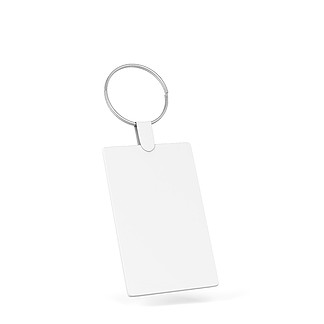 空白钢钥匙扣样机。在白色背景上隔离的 3d 插图。钥匙饰品