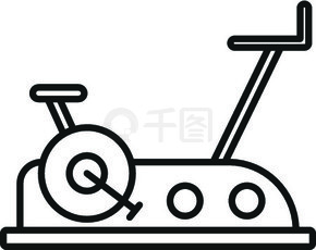 运动自行车设备图标。大纲运动自行车设备矢量图标，用于在白色背景上隔离的网页设计。运动自行车设备图标，轮廓样式