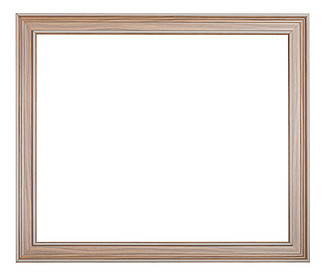现代彩绘木制相框，在白色背景上隔开空白空间