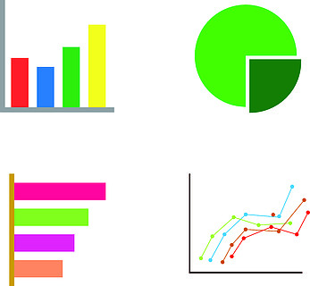 業務數據市場元素點條餅圖圖表和圖形平面圖標設置隔離