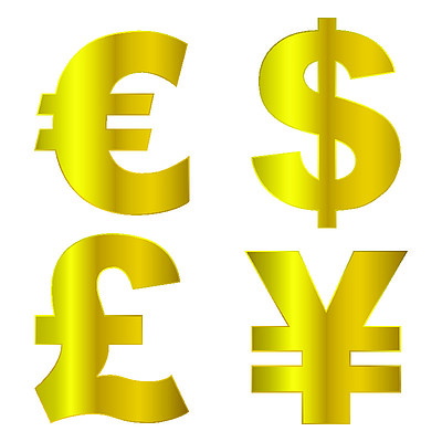 矢量欧元,美元,英镑和日元,货币符号