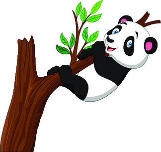 卡通熊猫爬树