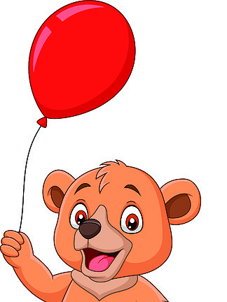 可爱卡通小熊气球矢量素材模板免费下载