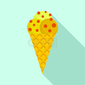 冰淇淋锥图标。用于网页设计的冰淇淋锥矢量图标的平面插图。冰淇淋锥图标，平面样式