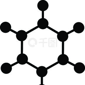 白色背景上的碳分子图标。分子符号。平面样式。