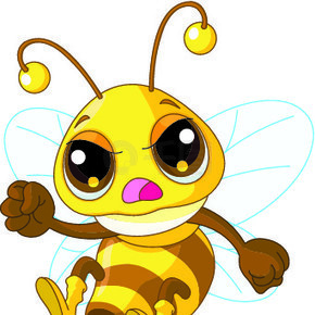飞行中愤怒的可爱蜜蜂的插图