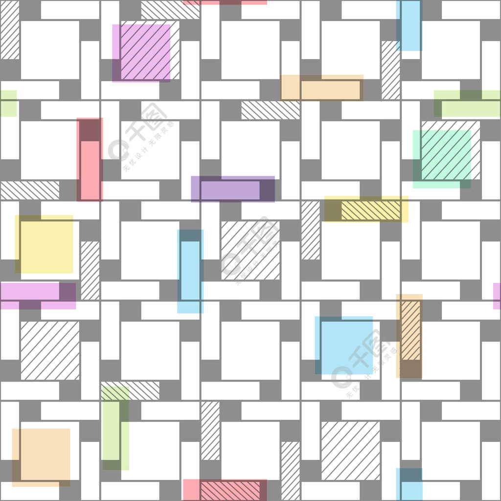 用於紋理紡織品橫幅和創意設計的線條和正方形的無縫幾何圖案平面樣式