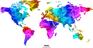世界地图形状的 LGBT 彩虹<i>骄</i>傲旗。女同性恋、男同性恋、双性恋和变性三角设计元素。简单的平面矢量图解。世界地图形状的 LGBT 彩虹<i>骄</i>傲旗
