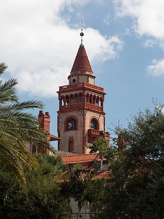 华丽的塔和庞塞德莱昂酒店的细节现在<i>弗</i><i>拉</i>格勒学院在佛罗里达州圣奥古斯丁建造了亨利<i>弗</i><i>拉</i>格勒