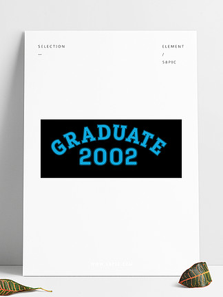 2002 年毕业。为高<i>级</i>班、同学聚会或特殊活动写字。用于在白色背景上隔离的服装、标志、贴纸、横幅和贴纸上打印的矢量
