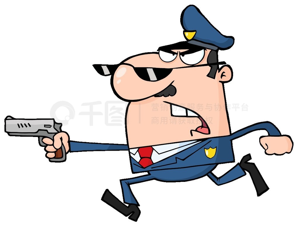 卡通手绘一个配枪的刑警素材图片下载-素材编号01602677-素材天下图库
