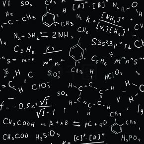 化学公式背景。无缝矢量手绘插画