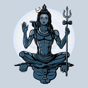 湿婆神印度教神姿势冥想矢量图
