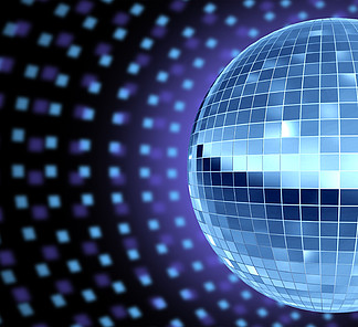 舞会 DJ 文化带有迪斯科镜面球反射球灯，为音乐舞蹈娱乐而发光，以及酷炫的时髦派对，让您进入 <i>techno</i> 歌曲的节拍节奏。