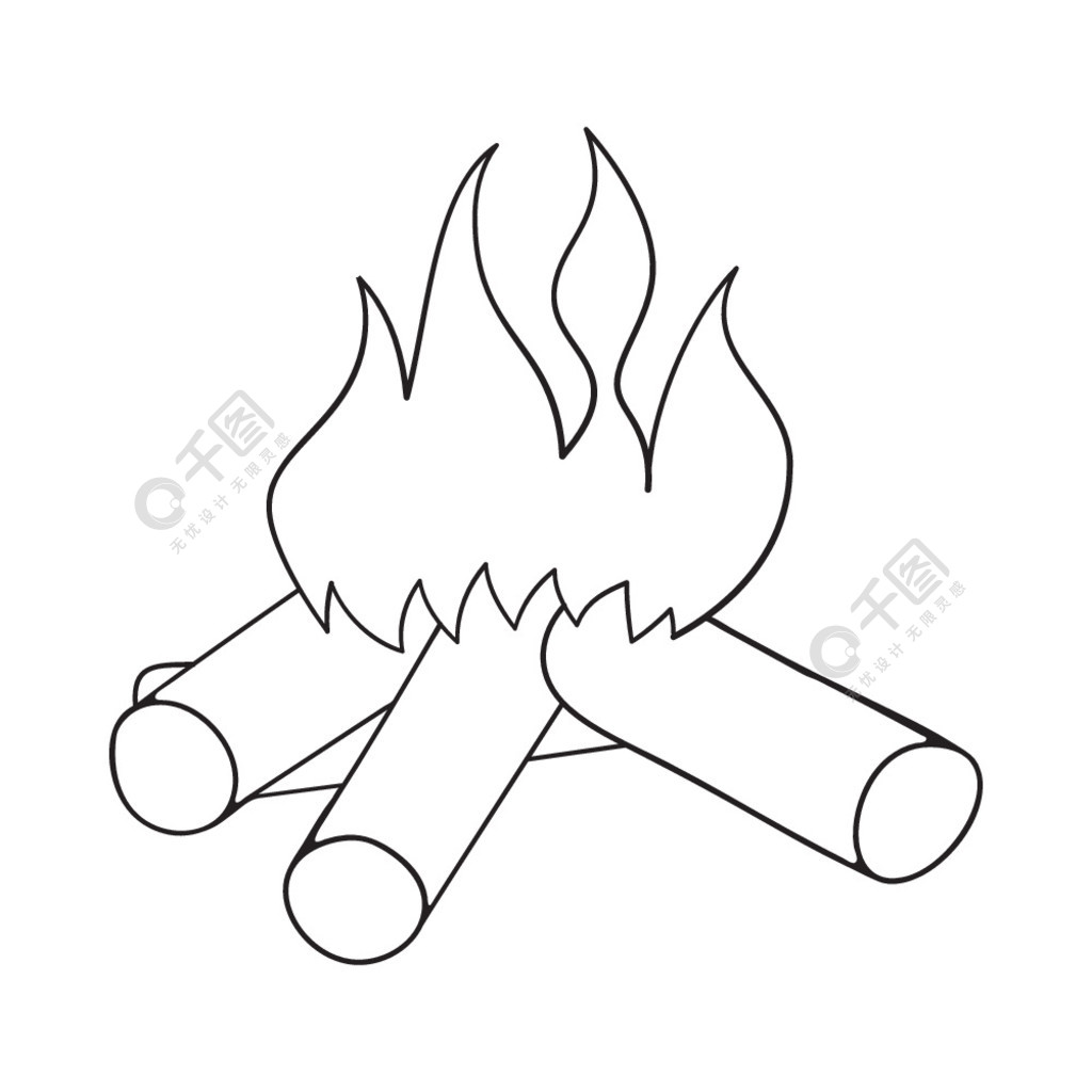 野营火的图标手绘草图设计矢量图