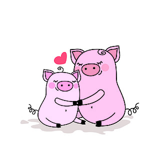 猪情侣头像一对拥抱图片