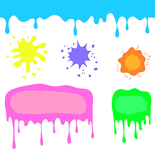 五颜六色的水彩污渍和飞溅彩色飞溅物集合彩色墨水集