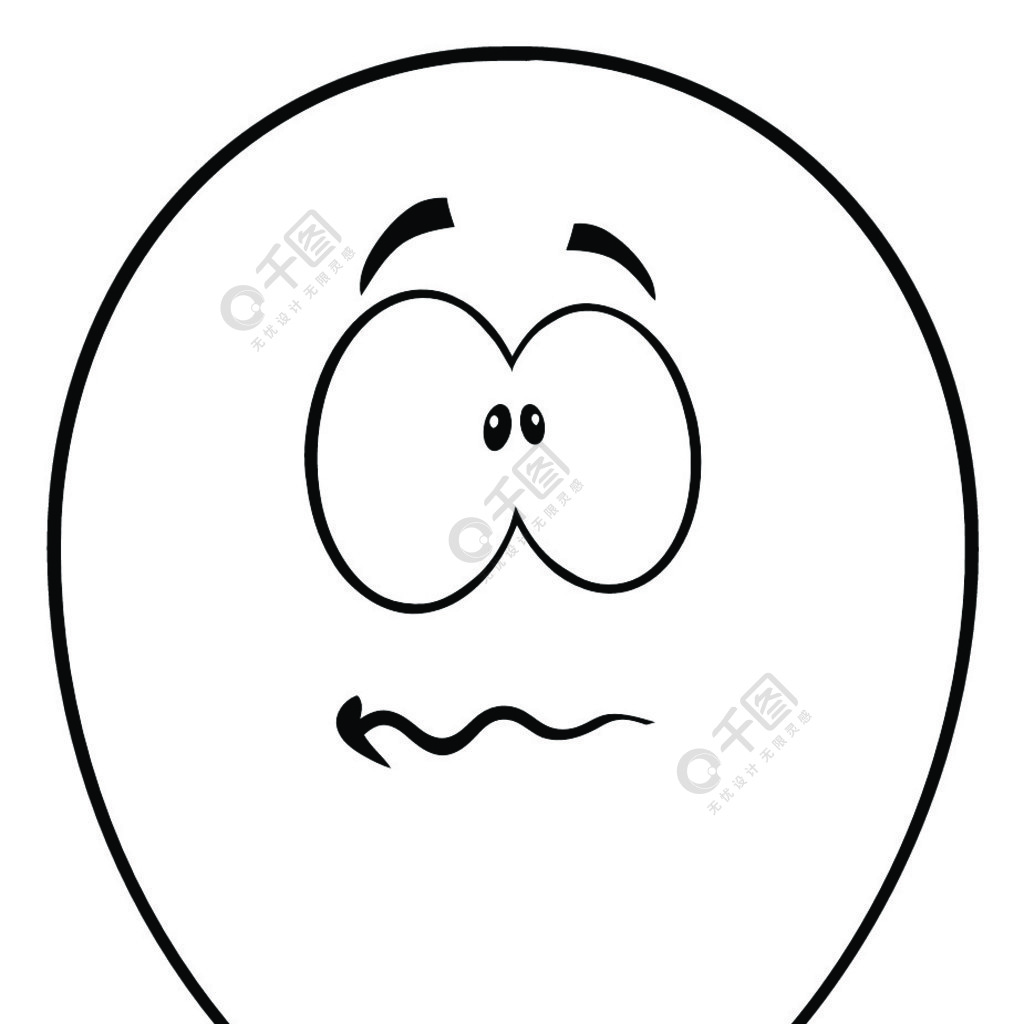 紧张的黑白气球卡通吉祥物在白色背景上隔离的插图