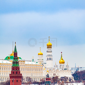 克里姆林宫，莫斯科，俄罗斯。冬天的克里姆林宫