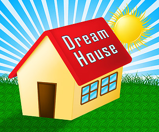 <i>梦</i>想之家或<i>梦</i>想之家图标为您描绘了理想的财产。<i>梦</i>想着豪宅或公寓 - 3d 插图
