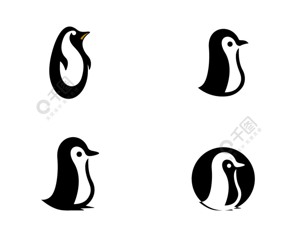 企鹅标志矢量图标插画设计