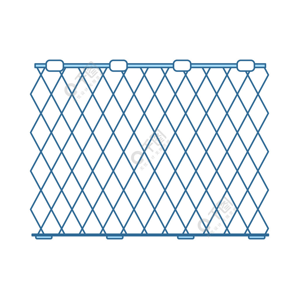 渔网图标带有蓝色填充设计的细线矢量图