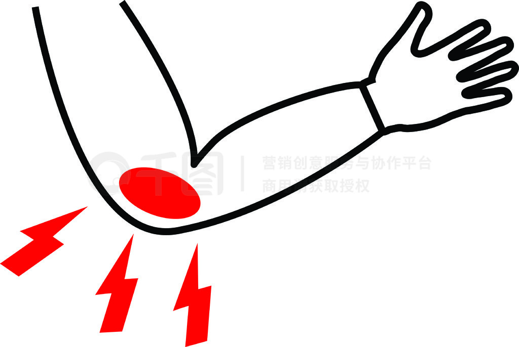 白色背景上的肘部图标疼痛肘部疼痛标志身体疼痛的概念手臂疼痛的象征