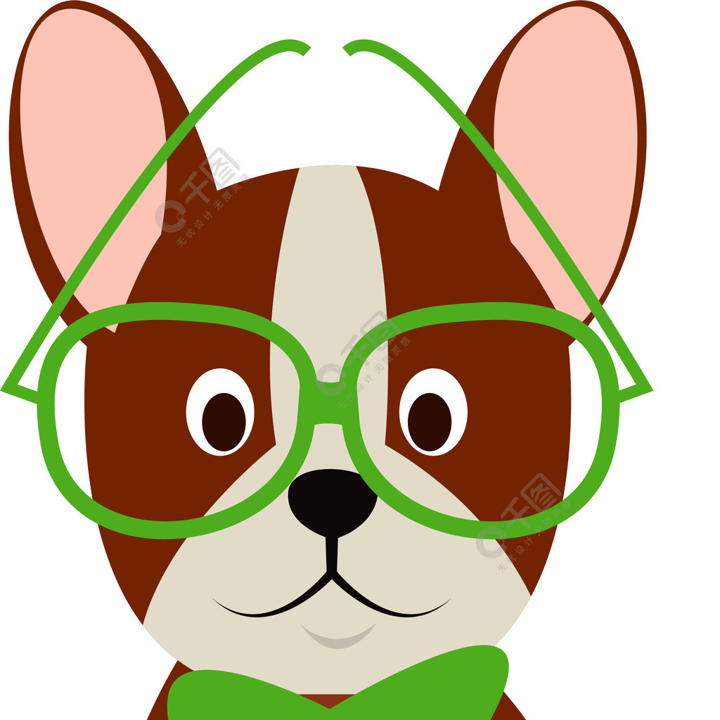 戴眼镜的狗插图白色背景上的矢量