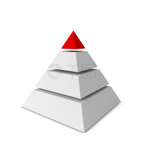切片金字塔图。在白色背景上隔离的 3d 插图