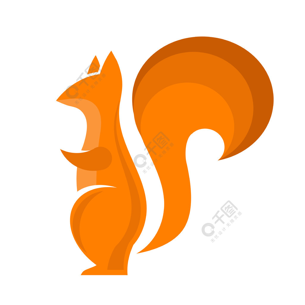 孤立在白色背景上的橙色松鼠图标杂食性啮齿动物尾巴蓬松孤立的橙色