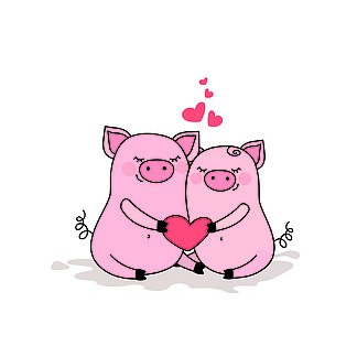 一对小猪的情侣头像图片