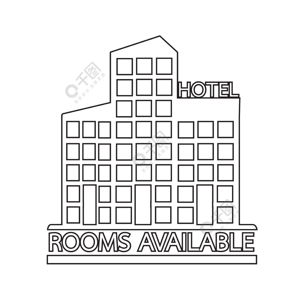 酒店房间可用图标插画设计