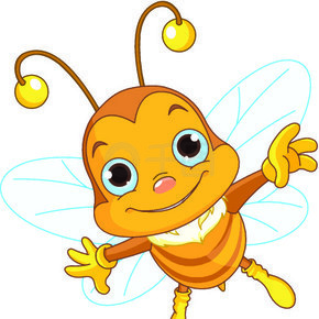 
一只友好的可爱蜜蜂飞翔的插图