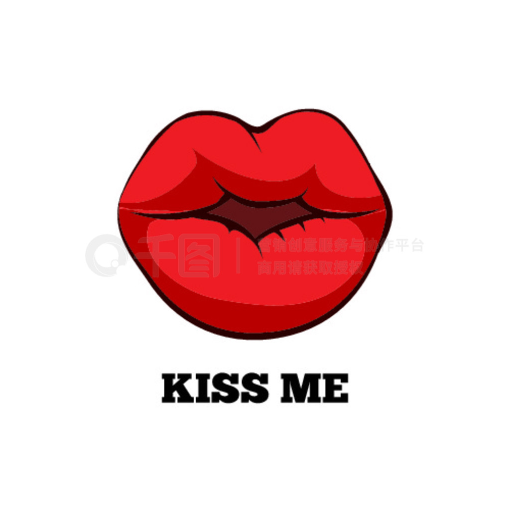 印着女性嘴唇的甜蜜吻象征着爱情插画图片素材_ID:426962523-Veer图库