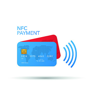 非接<i>触</i>式信用卡图标，带有无线电波外部标志的卡，信用卡付款。矢量股票插图。