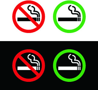 禁止吸烟和吸烟区标<i>牌</i>矢量插图设计。矢量 EPS 10。