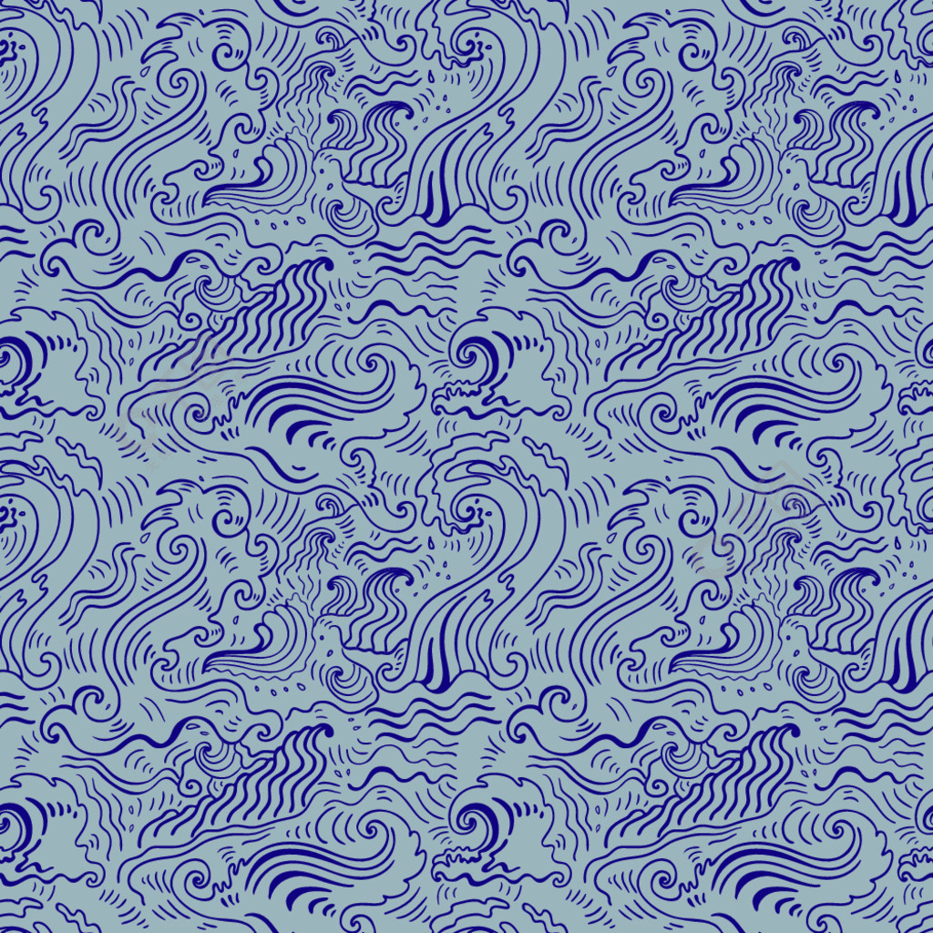 海浪图案无缝波浪背景纺织品壁纸设计图案填充网页背景表面纹理