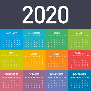 美国日历2020日历表图片