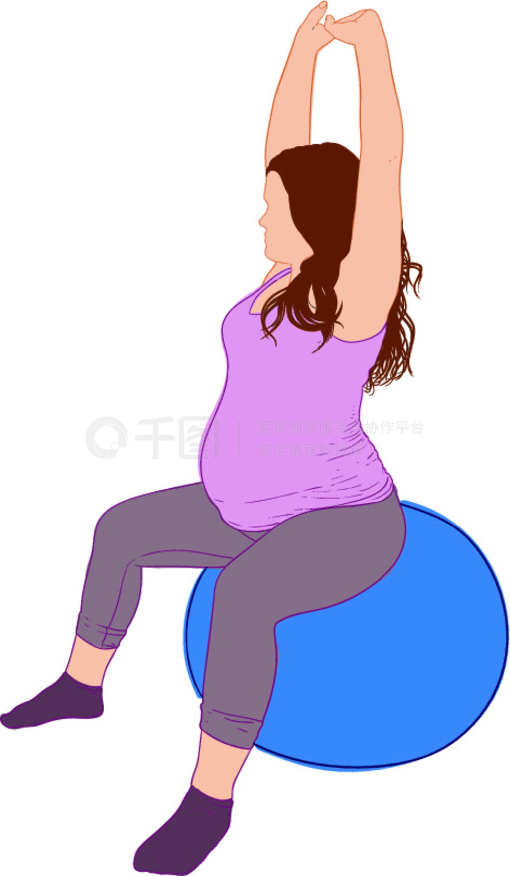 怀孕妇女坐在健身球在健身房产后瑜伽图片下载 - 觅知网