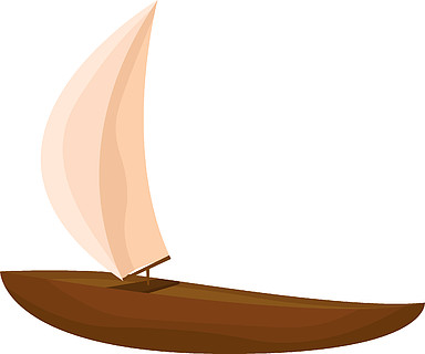 木船,插图,白色背景上的矢量
