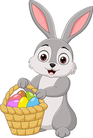 拿着复活节篮子的动画片兔子