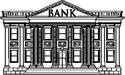 经典银行建筑的矢量绘图作为金融和投资符号