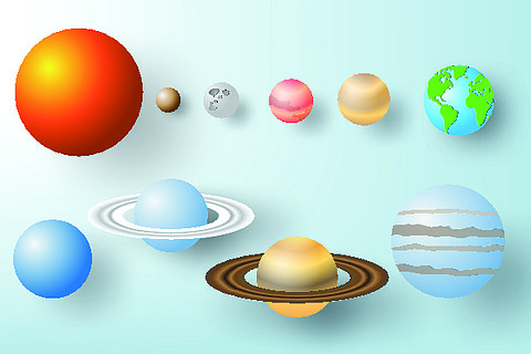 行星的纸艺术与太阳系背景向量例证