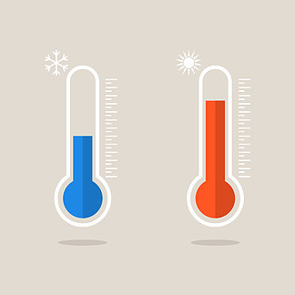 测<i>量</i>冷热的温度计图标。显示冷热天气的温度计。eps10。测<i>量</i>冷热的温度计图标。显示冷热天气的温度计