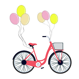 00自行车上白色孤立的气球自行车上白色孤立的气球老式自行车