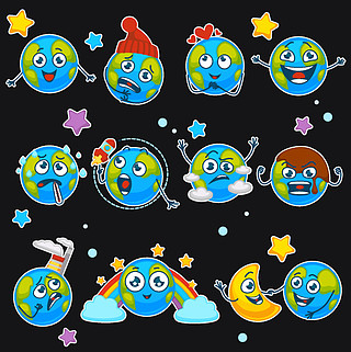 emoji表情三个地球图片