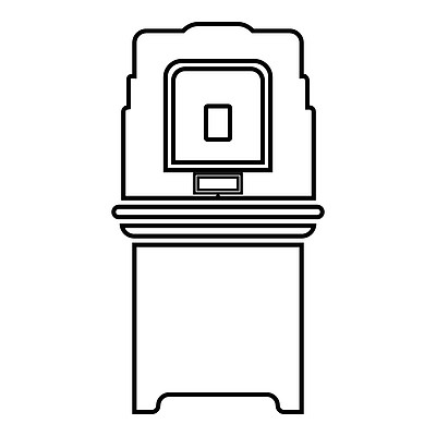 选举投票机电子 evm 选举设备 vvpat 图标轮廓黑色矢量插图平面样式